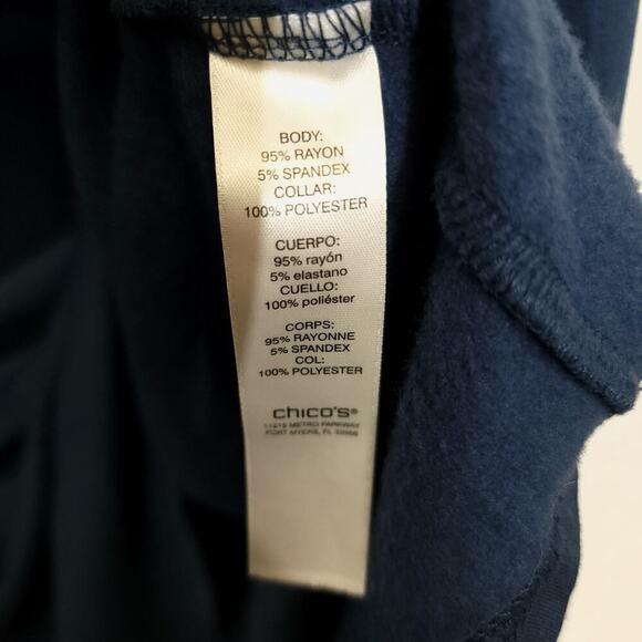 Weekends Chicos Cozisoft Fleece Backed Cowl Neck Top Size 3 Xl Blue - Picture 4 of 6